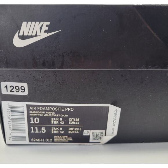 Nike NIB Air Foamposite Pro Black Court Purple Athletic Shoe Size Men's 10 - Picture 11 of 16